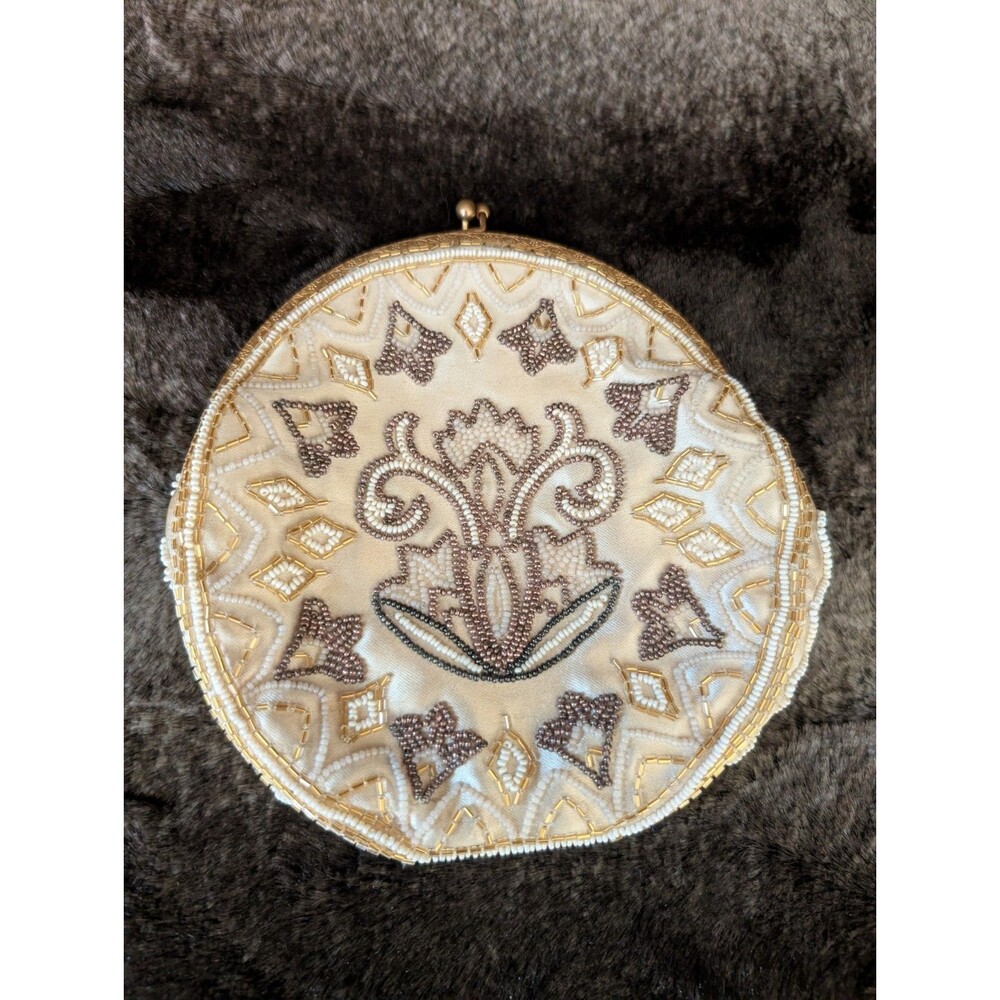 Vintage Beaded Clutch Evening Bag Purse Kisslock Formal Event Art Nouveau Purse